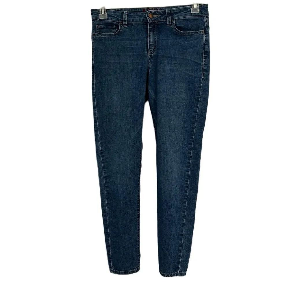 Elle Paris Jeans Women 8 Blue Mid Rise Skinny Medium Wash Preppy Comfy Stretch